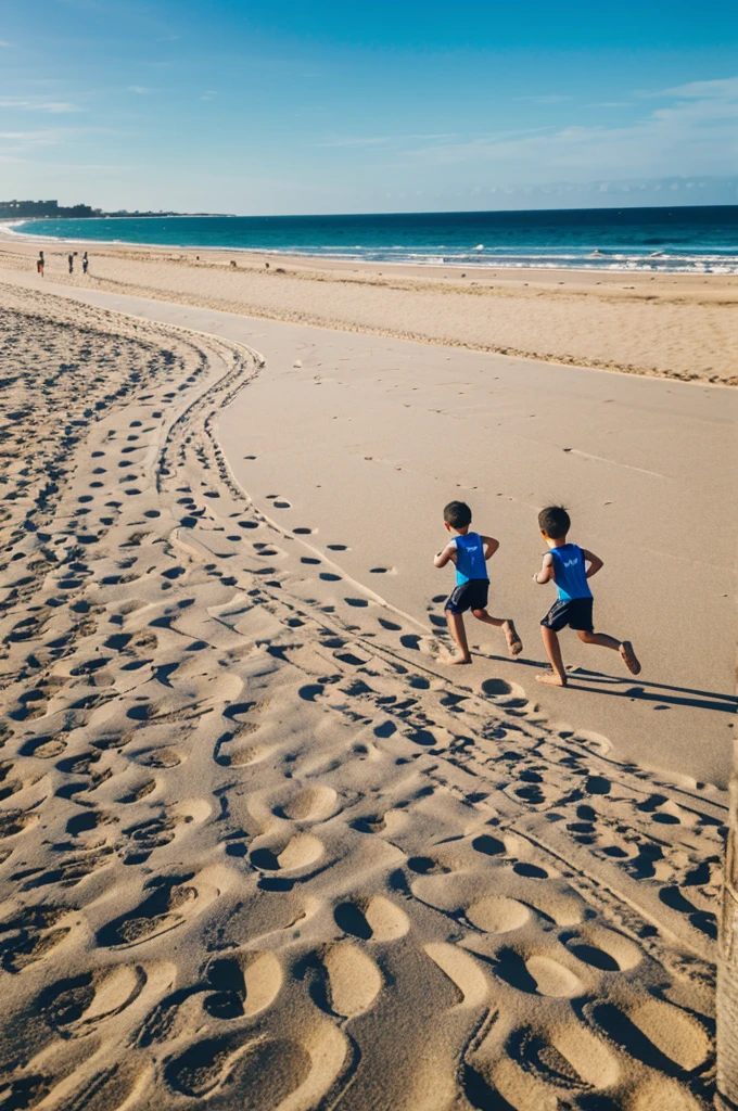 Logo of boys running on the beach