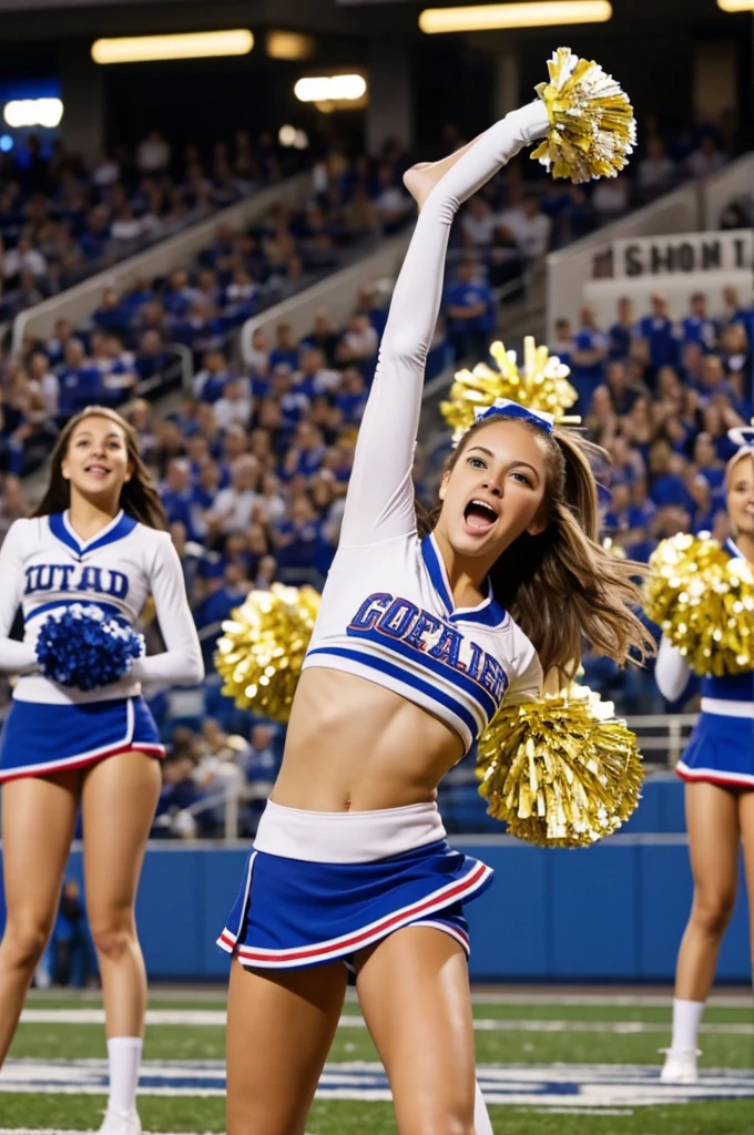 Cheerleader exposed in public