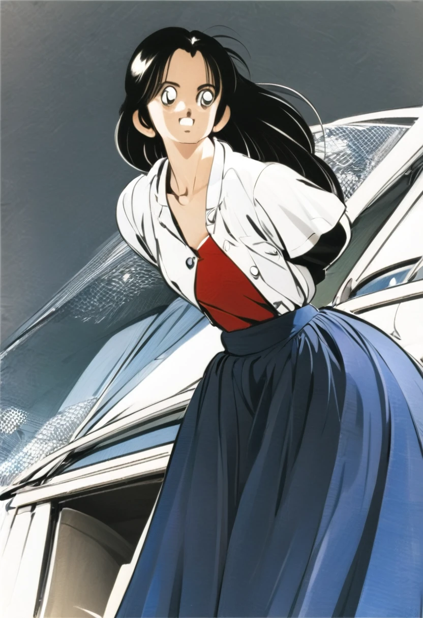 音無響子
Low - Angle、
Low - Angle、Long skirt、Hold down your skirt that is being blown up by the strong wind、Anime white panties in a strong wind、Crotch is visible
ローレグのパンツ、Color: White、
Crotch is visible、
、Lined、White lace lining、