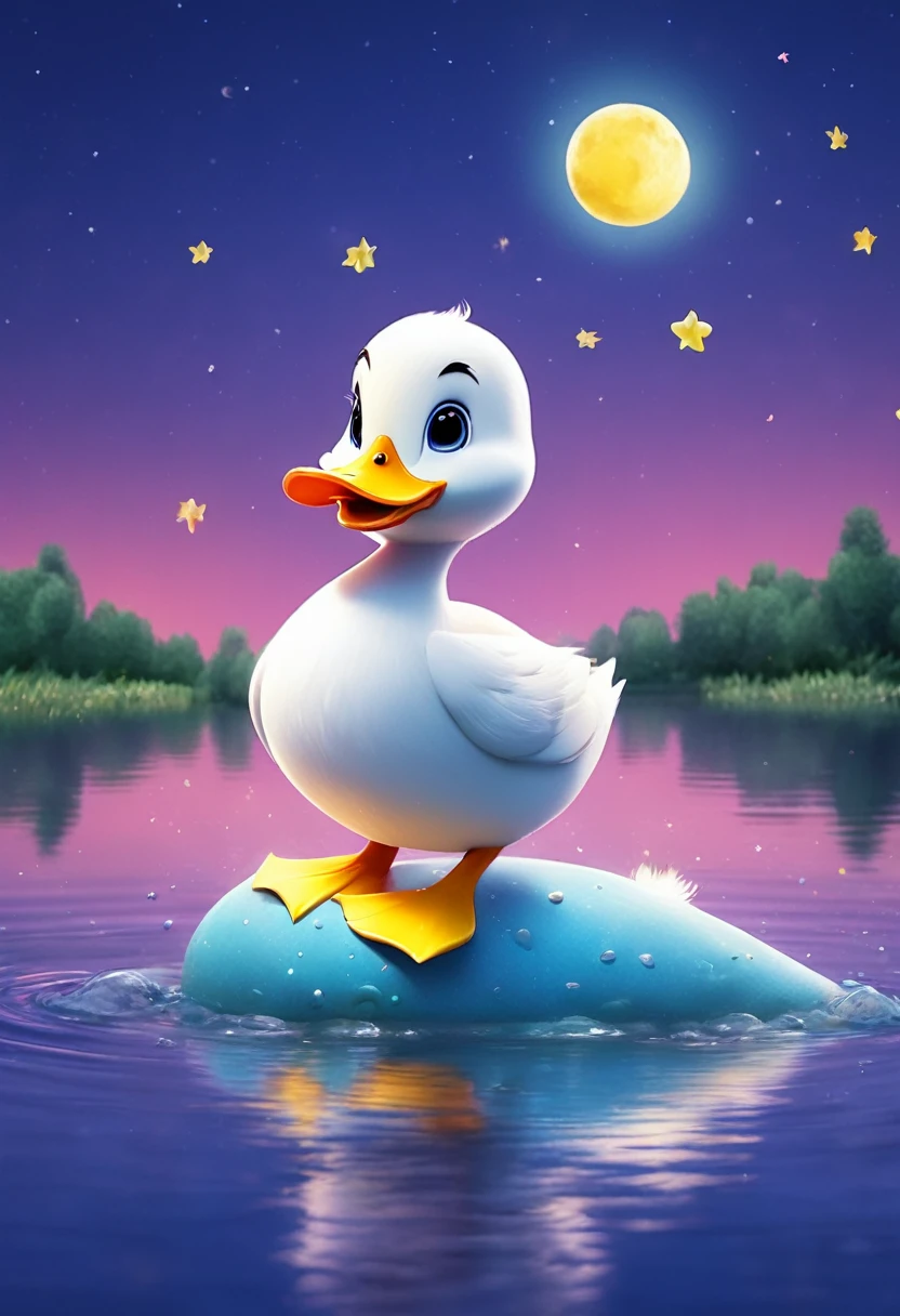 cute duck, over the moon