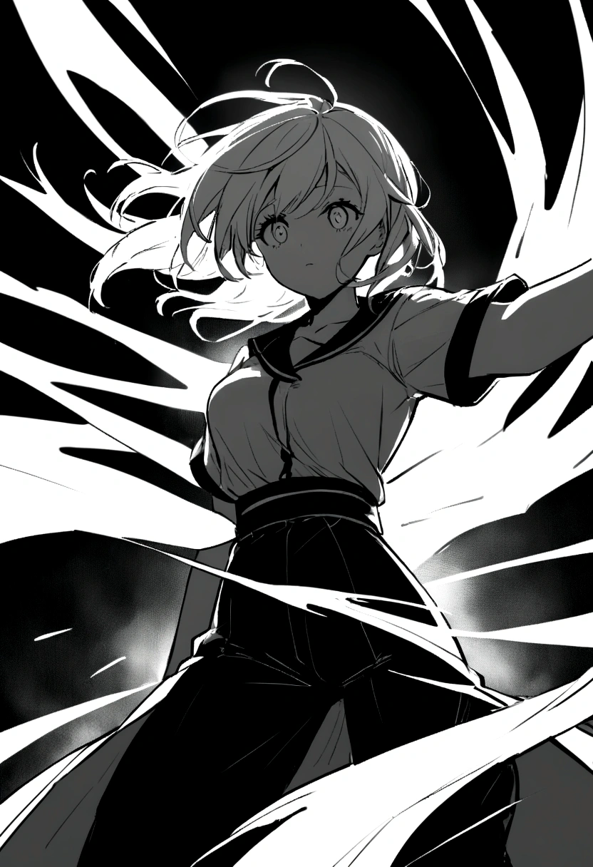 I draw without color just the line of an anime girl
