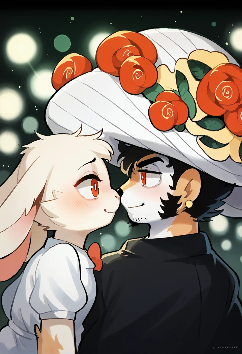 (tezuka osamu style) , Hallucination, daydream , bokeh , Controlled by darkness, Kama Sutra , hairy fur rabbit couple