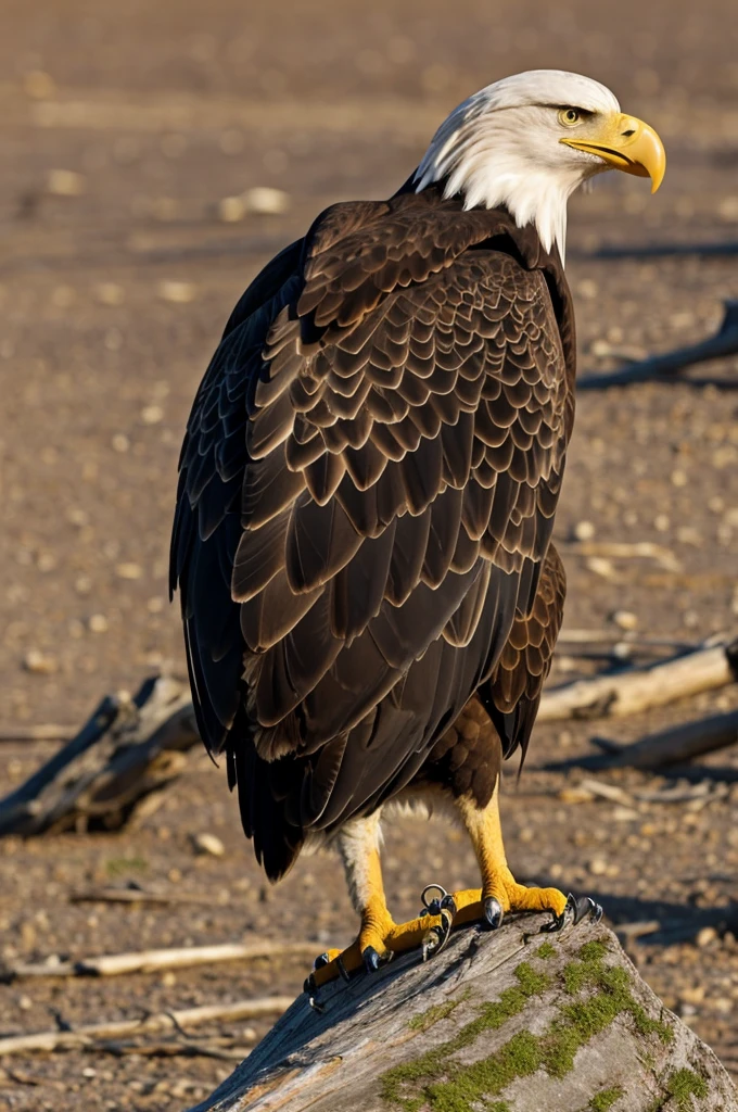 A bald eagle with a stinger and pink feet