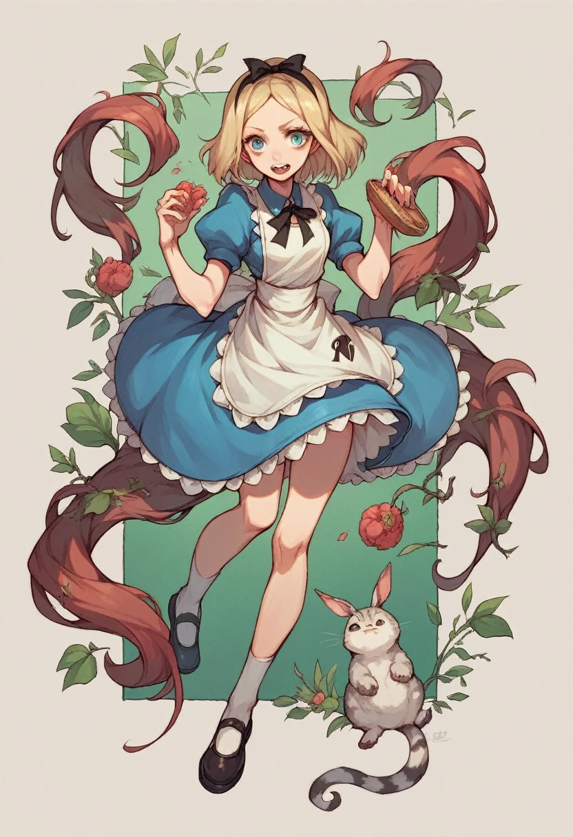 Alice in wonderland, ripped dress, dirty NSFW, sexy, panty, small breasts