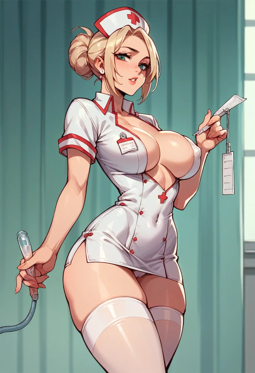 Female ,Impossible tight clothes , almost nude, skimpy ,nurse