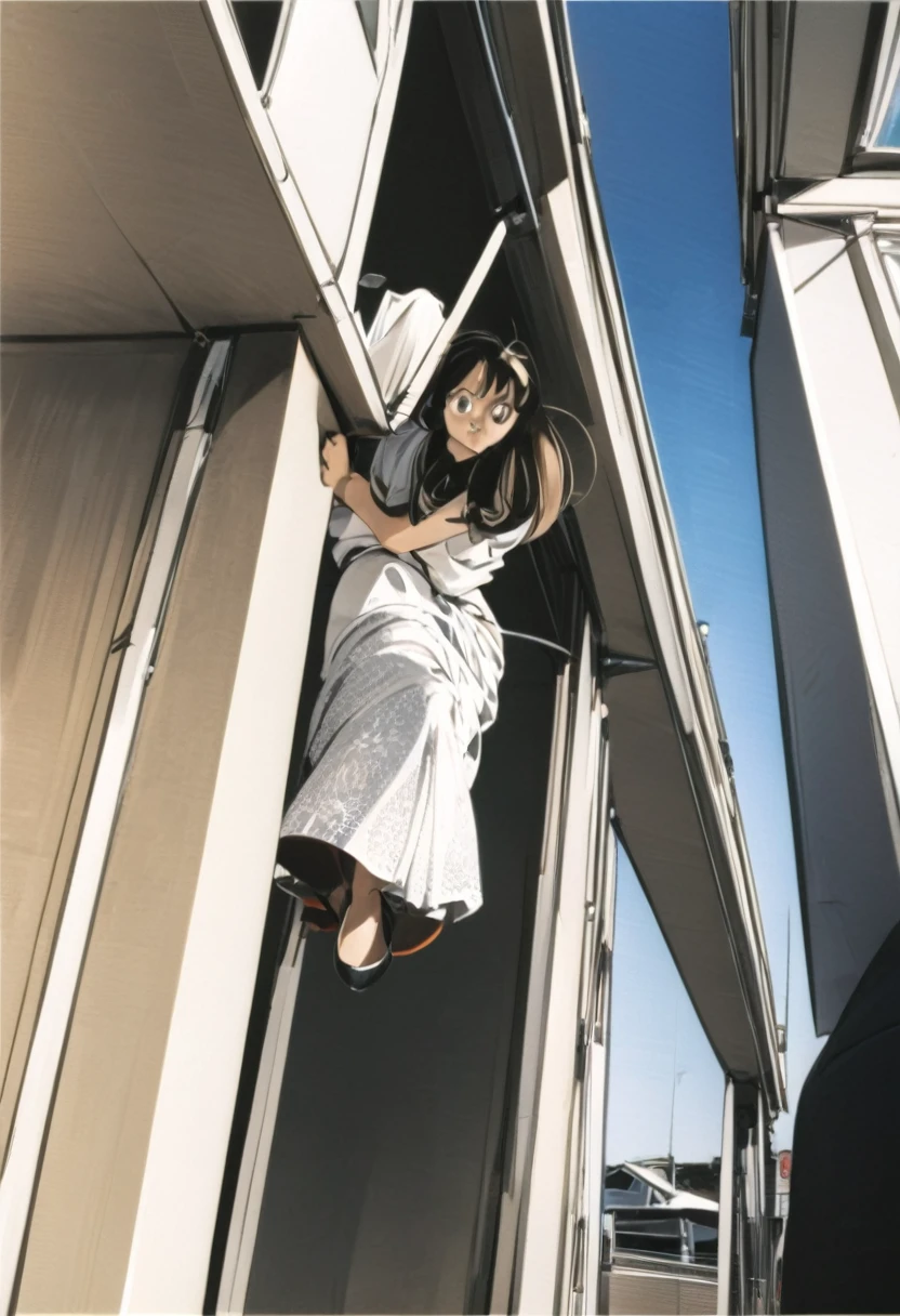 音無響子
Low - Angle、
Low - Angle、Long skirt、Hold down your skirt that is being blown up by the strong wind、Anime white panties in a strong wind、Crotch is visible
ローレグのパンツ、Color: White、
Crotch is visible、
、Lined、White lace lining、
