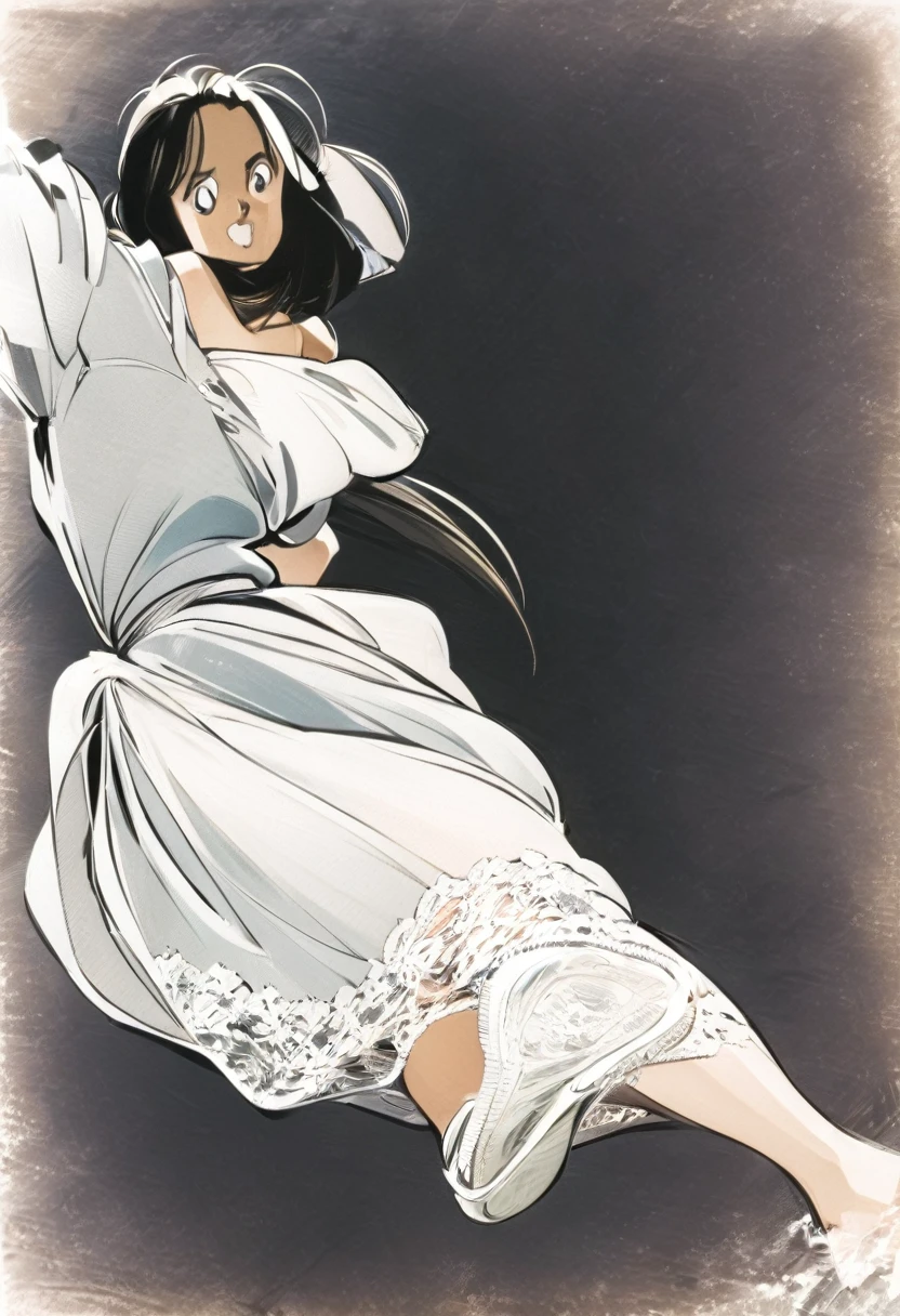 音無響子
Low - Angle、
Low - Angle、Long skirt、Hold down your skirt that is being blown up by the strong wind、Anime white panties in a strong wind、Crotch is visible
ローレグのパンツ、Color: White、
Crotch is visible、
、Lined、White lace lining、
