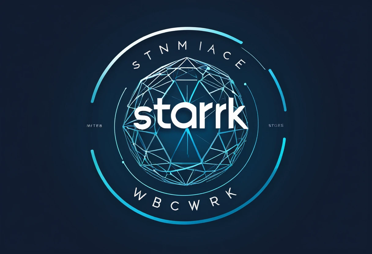 Imagine a sleek and modern logo design for "Stark WebWorks," featuring a minimalist representation of interconnected web elements. The logo is clean, with sharp lines and a contemporary font that exudes professionalism. Against a background of subtle gradients in cool tones, the logo stands out prominently, symbolizing precision and technological expertise. Light effects subtly highlight key elements, conveying a sense of innovation and reliability. This composition reflects a serious and competent approach to web-related freelance services.