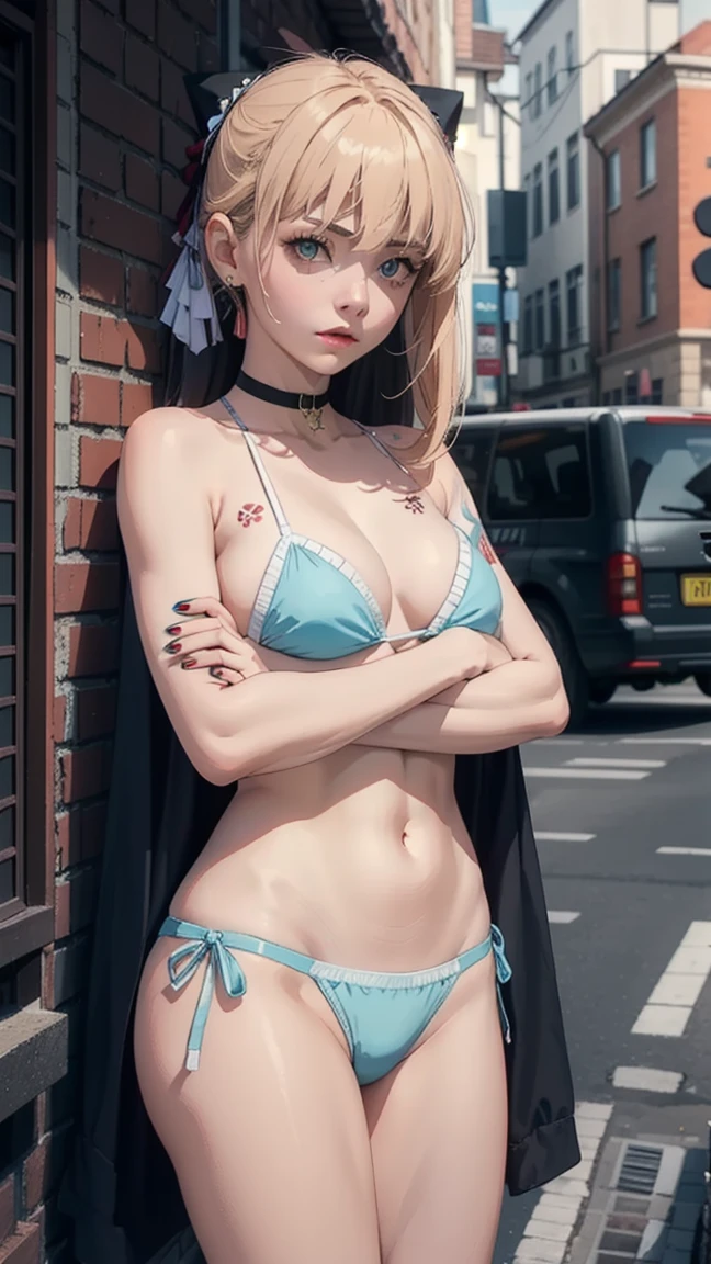 Anya Taylor-Joy (Masterpiece, Superior quality, Best Quality, Official Art, beautiful and aesthetic:1.2), (beautiful face), extremely detailed,striking,more detailed, (playa), bright Eyes, medium chest, (white micro bikini:1.2), ((yoimiya def))