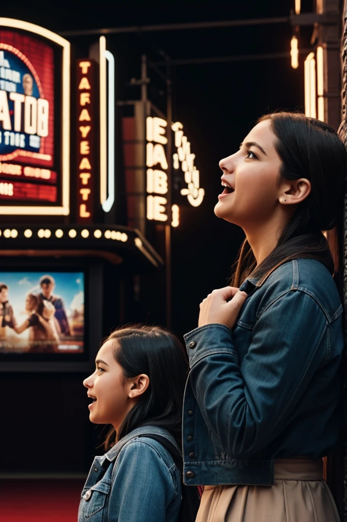 A person from outside a theater amazed by its greatness 
