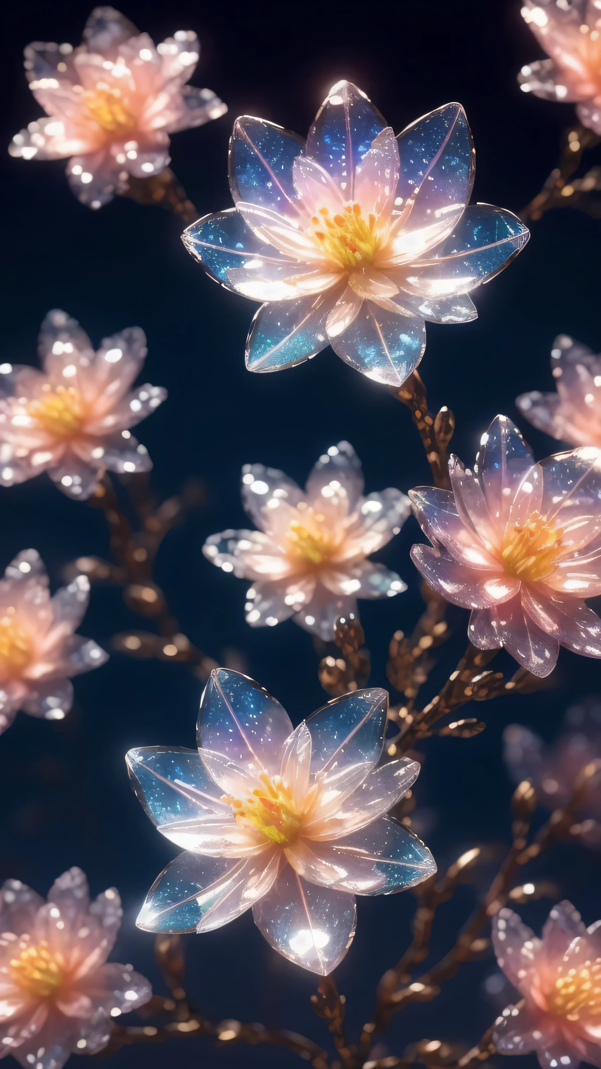 Crystal Spring Blossom,
Fantasy, Milky Way, transparent,
Sparkling, Sparkling, wonderful, colorful,
Magical Pictures, Dramatic lighting, Photographic realism, Super detailed, 4K, Depth of written boundary, High resolution