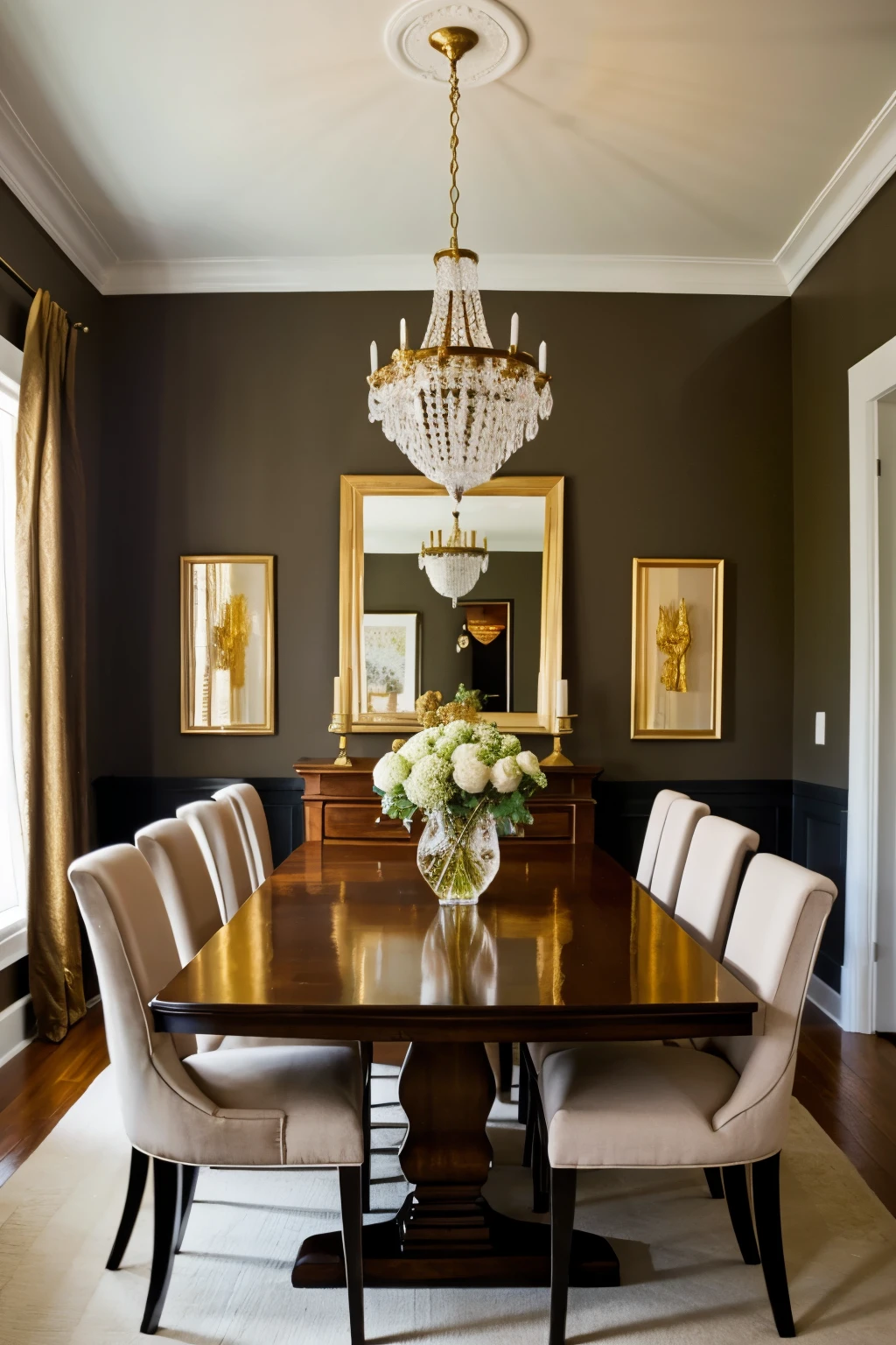 dining room brown and gold colors