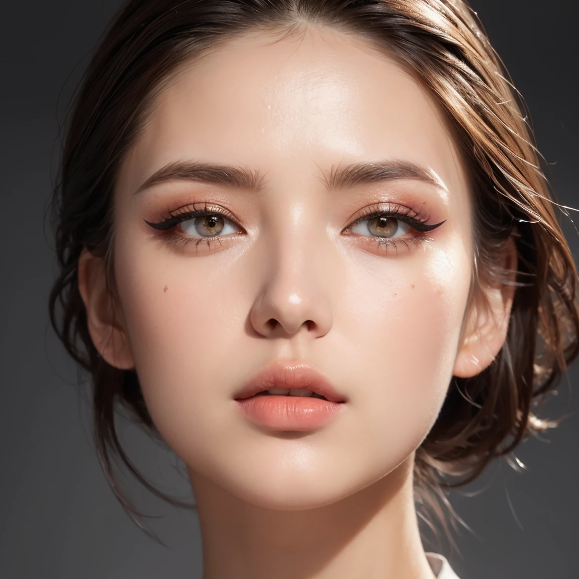 (Masterpiece, Best Quality:1.5), Illustration, Ultra-detailed, finely detail, Hight resolution, 8K Wallpaper, Perfect dynamic composition, cinematic lighting, portrait, looking at viewer, Beautiful detailed eyes, Sexy face, Perfect beautiful hands, Raw real photos, beautiful realistic face, beautiful face, perfect face, highly detailed beautiful face and eyes, attractive face, detailed face, delicate facial features, detailed skin, shiny skin, perfect anatomy, highly detailed background, elaborately designed, fine cloth texture, BREAK, (full body:1.5), (Shaved head:1.4), (perfect make-up, eyeshadow, lash extensions, lips:1.4), (uniform:1.5), (three view drawing, front and back and side, character sheet:1.2)