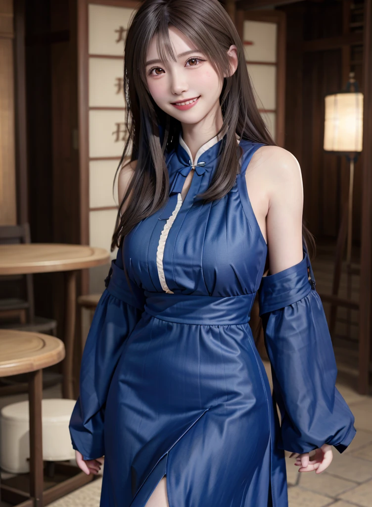 high quality picture, masutepiece, detailed hair texture, Detailed skin texture, Detailed Cloth Texture, 8K, Add fabric details, ultra detailed skin texture, ultra detailed photographic, Skin pores,,full body,light smile, full body, China dress,