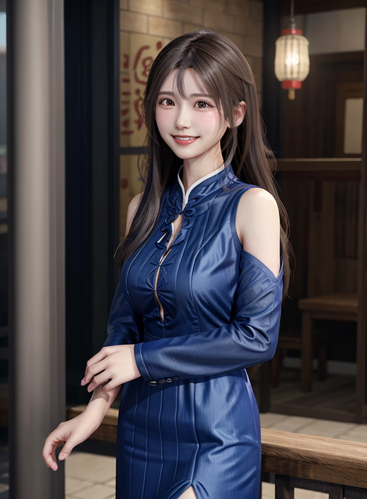 high quality picture, masutepiece, detailed hair texture, Detailed skin texture, Detailed Cloth Texture, 8K, Add fabric details, ultra detailed skin texture, ultra detailed photographic, Skin pores,,full body,light smile, full body, China dress,