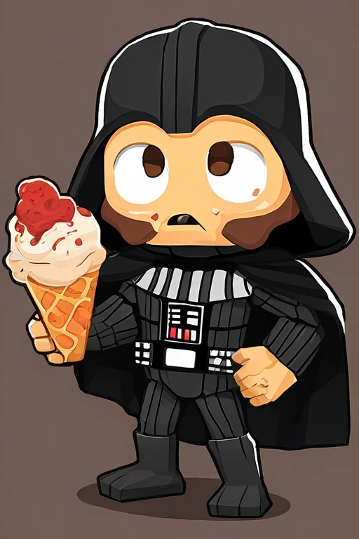 PEBTD6Style,cartoon,
PEDarthVader, holding a pizza and also eating ice cream