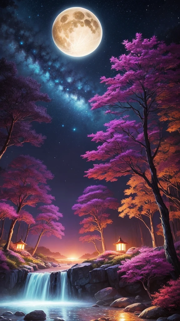 Breathtaking Anime Fantasy Night Vision Wallpapers Await, Painted an enchanting galaxy tree under the magic of the night. Inspired by the enchanting style of traditional Japanese art, The piece seamlessly blends elements of Indonesian art with the tranquil influence of Zen Buddhism.。. The deep purple and blue hues create a fantastic atmosphere., Invite the audience into a world where dreams and reality intersect. Attention to detail, Every brush stroke brings the scene to life, Showcasing the complex beauty of the universe and the majestic charm of nature. This high-definition masterpiece captures the essence of the night, Immerse yourself in the enchanting charm.
