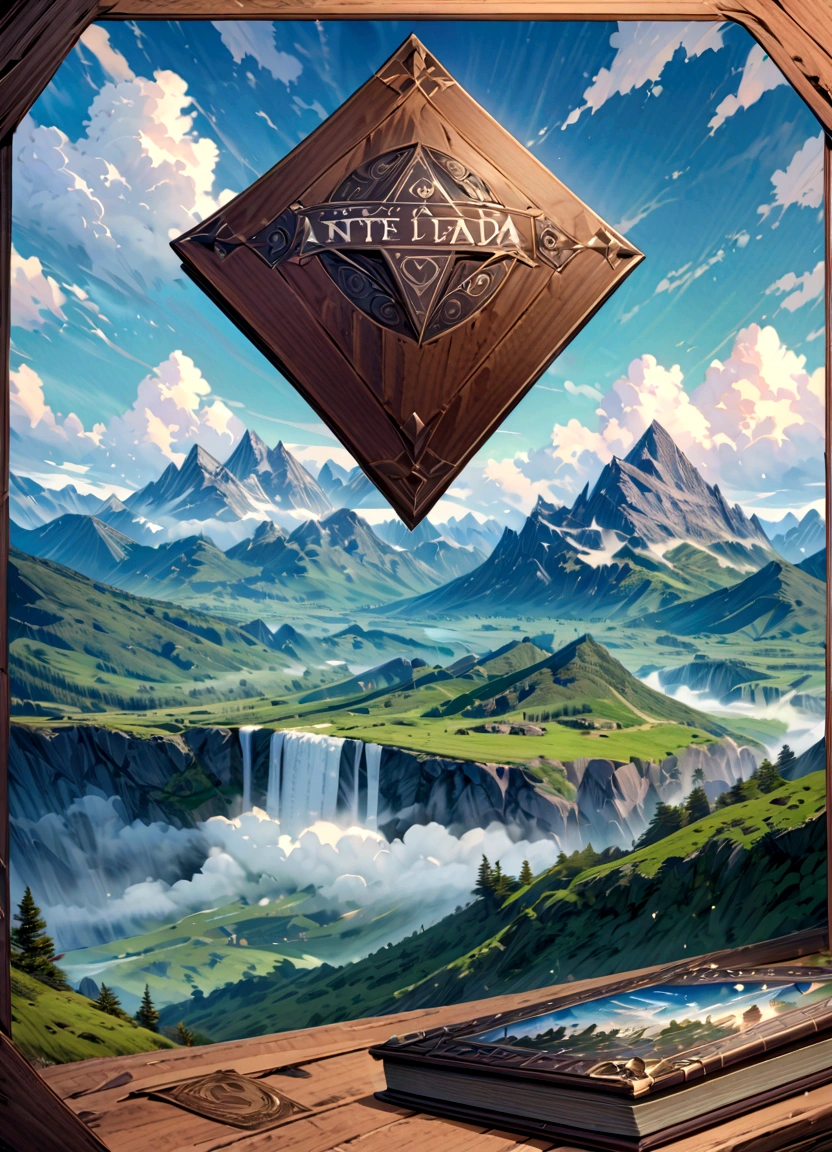 cover,Master piece,hd,book cover,drawing depicting a mountainous landscape and the words 'a picture to represent your life' above, mountain, 1boy, cloud,portada del álbum!, portada de novela litrpg, fanart oficial, detailed arte, portada, highly detailed arte de la cubierta, arte de la cubierta, sobre un acantilado, dnd arte de la cubierta, cubierta del paquete, portada de un nuevo videojuego, board game arte de la cubierta, Portada BD muy detallada, Arte oficial, arte publicado