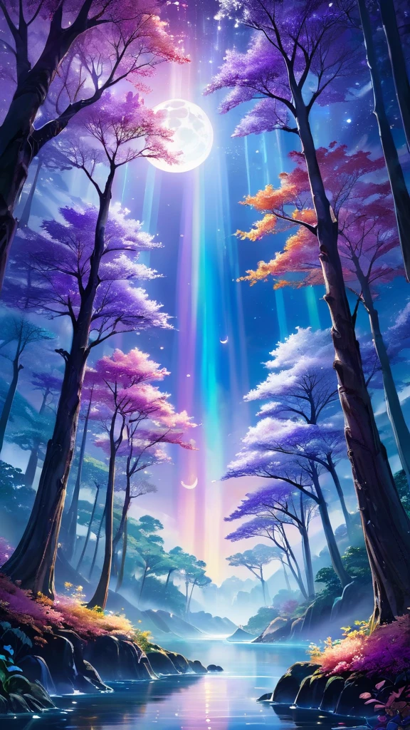 Fascinating, An otherworldly landscape enveloped in soft light, The rainbow glow of the three moons, Each has its own unique color、It has a bluish hue。, Silver Ethereal, and a deep amethyst color. In the foreground, Ancient, Towering trees with iridescent bark stand guard, The leaves sparkle like liquid mercury、Decorated with changing patterns. Under the tree, A clear river flows, The water reflects the color of the moon, A fish with milky white scales glides through the current.
In the distance, Floating islands made of luminous minerals float in a rainbow sky, Calm, Prismatic light reflects off the surreal terrain below. On one of these islands, Majestic, A rainbow-colored bird with wings like stained glass soars gracefully, Their feathers reflect the moonlight, creating breathtaking colors..
The audience watching this breathtaking spectacle, They can almost feel the gentle caress of an iridescent breeze。, Fascinating脈動する異世界の花の甘い香りを帯びている, hypnotic rhythm. The entire landscape appears to exist in a state of perpetual motion., Like a living thing, Breathing Entity, And the air itself is filled with an otherworldly energy beyond imagination..
This sight is a testament to the infinite wonder of the universe。, A symphony of color and light that evokes awe and wonder, Transporting the observer to a realm where the extraordinary is commonplace, Its beauty is incomparable.