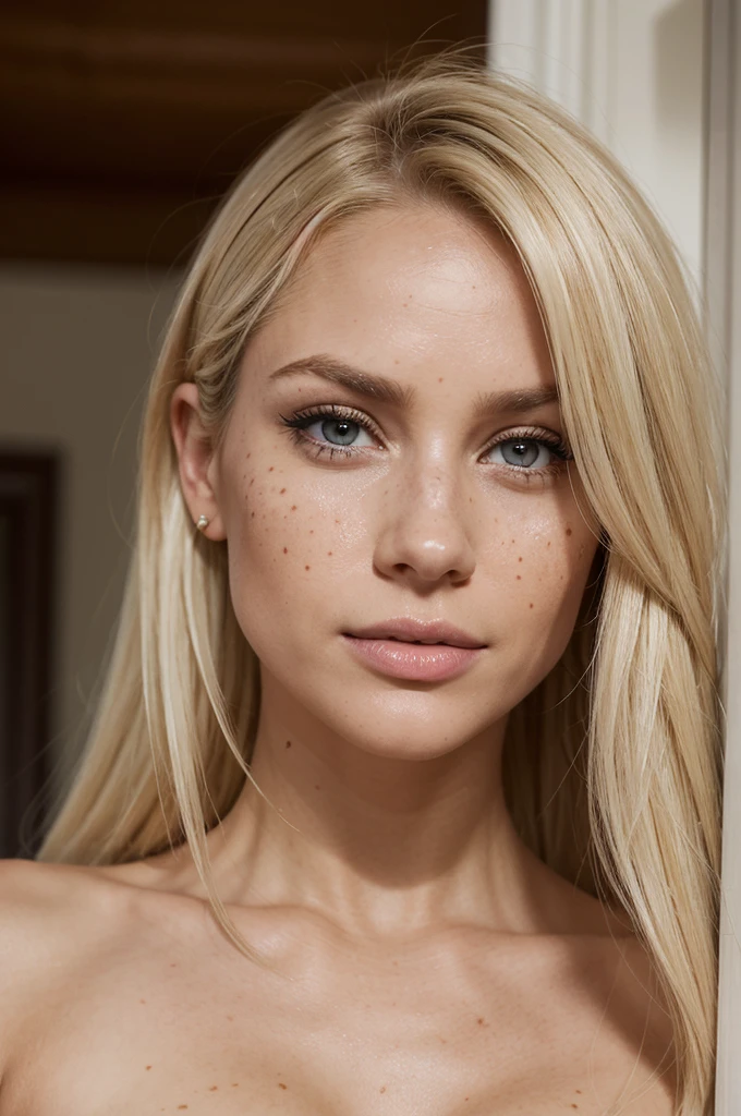 , Mix a blonde girl (Isabella Deltore, Ursula Karven, blonde Behati Pinsloo und blonde Meghan Markle), sun-tanned skin, Hairline, blonde bob hair with lots of blonde strands, bleached blonde bob hair, Shoulder Bob, , blonde bob hair with lots of blonde strands, pointed nose, bleached blonde bob hair, Shoulder Bob, stupsnase, 45 years old, lifted face, Nose for Plastic Surgery, Vampir-Lifting, Pores on the cheeks, broad nasal bone, Eye wrinkles, small laugh lines, Hautpo, Pointed cheekbones, High cheekbone, Almond eyes, Schmale Almond eyes, Smokey Eyes Make-up, Vamp Make-up, stupsnase, brownish skin, Surgical lips, detailed face details (freckles, folds, Hautpo) Full body image of (woman, Stand, with, Arms crossed,little smile), (Detailliertes realisties Gesicht), (((Hyperdetailed))), symmetrical face, detailed student, expressive make-up, Real photography, modern look, Real photography (realisti:1.5); She wears various sexy colorful dresses, Strong Dark Eye Makeup Vamp Mascara, long black dark eyelashes, sitting in the living room, Show hips, Confident Pose, dominant woman , black eyeshadow, spectacular show make-up, Image grain, pixel grain, high contrast, Hips posing, sexy hips, Full body shot, long legs, sexy legs, large , large , busty, She presents her body in a naughty way, provocative for the viewer, sexy attitude
