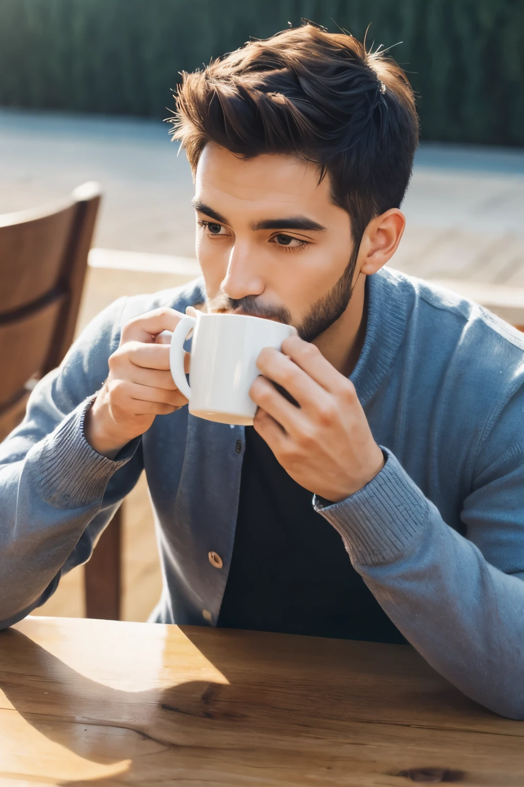 Man drinking coffee