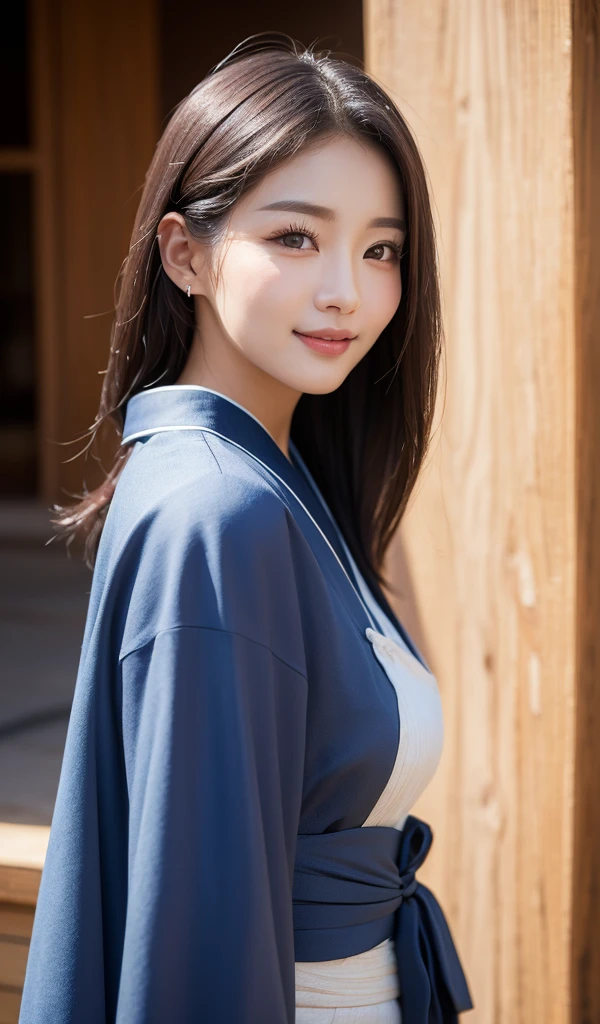 ((best qualtiy、8k masterpieces:1.3))、sharp focus:1.2、(ultra beautiful faces:1.0)、(Slender Abs Beauty:1.0)、(shinny skin:1.0)、photos realistic、A dark-haired、Video Lighting、High-definition eyes and face、Video Lighting、(cowboy shot:1.3)、swim wears、(Korean Cute Actress)、from the front side、medium large breasts、A slight smile、 in kimono
