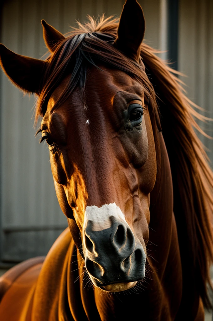 Horse face in fear of terror
