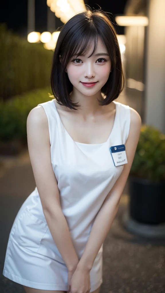Random pose, Mix 4, (8K, Raw photo, Highest quality, masterpiece: 1.45), (Realistic, Photorealistic: 1.37), One Girl, cute, Laughter、Cityscape, night, Professional Lighting, Plain,garden,Photon Mapping, Radio City, Physically Based Rendering, Gradient black hair, Gray Hair, Hair Straight Bob Cut,Gal,Handsome, With a girl, Big ample breasts,(Nurse uniform:1.3、Long legs),Highest qualityの写真, High resolution, 1080P, (Clear Face), (Detailed face description), (Detailed hand description), (masterpiece), Lifelike, Extreme light and shadow, Disheveled Hair, masterpiece, Rich details, (Beautiful Faces), (Highest qualityの写真), (masterpiece), Look in front of you, Thin clavicle,Emphasis on armpits、Show lower milk,Nipple erection、
