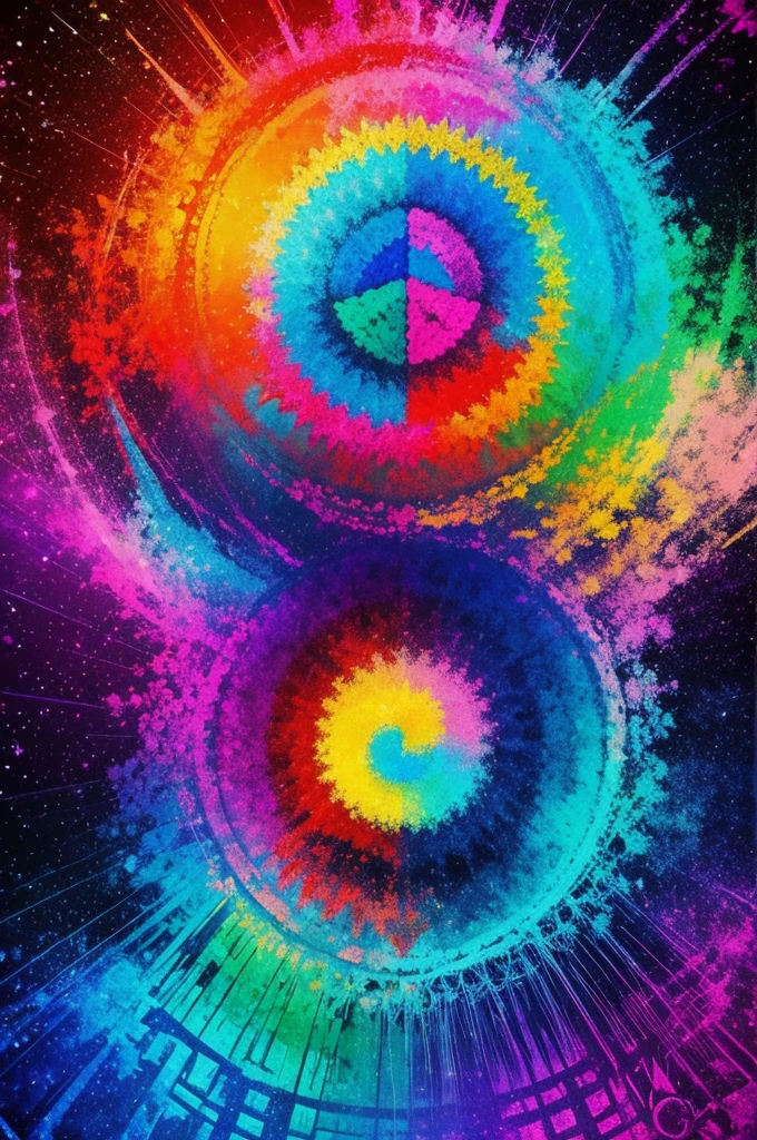 Create a psychedelic style image with cold colors that manifests love, Peace, abundance, with a phrase of self-love
