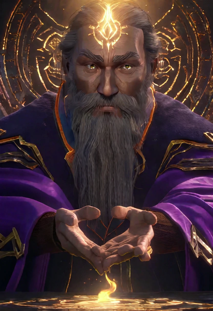 A wizard casting a powerful spell, detailed magic runes and arcane symbols, dramatic lighting, highly detailed face and hands, fantasy landscape, digital art, cinematic composition, vibrant colors, dramatic lighting, (best quality,4k,8k,highres,masterpiece:1.2),ultra-detailed,(realistic,photorealistic,photo-realistic:1.37),intricate details, cinematic lighting, fantasy art, epic fantasy scene