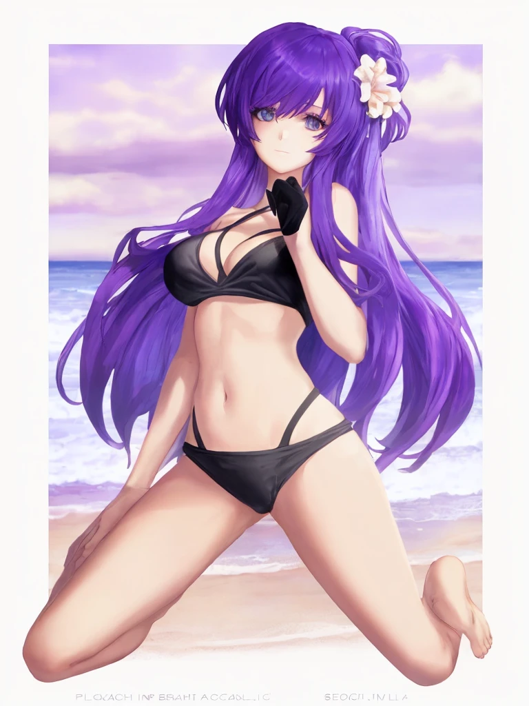 Beautiful Girl in a Swimsuit, Black Swimsuit, Beach Background, Ocean,