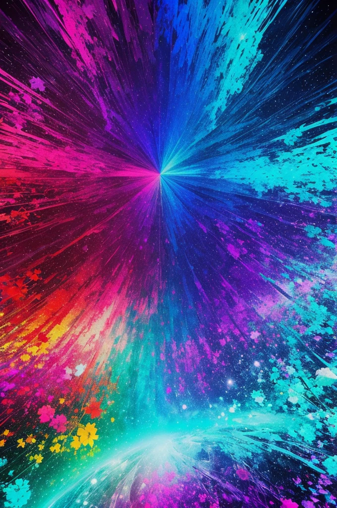 Create a psychedelic style image with cold colors that manifests love, Peace, abundance