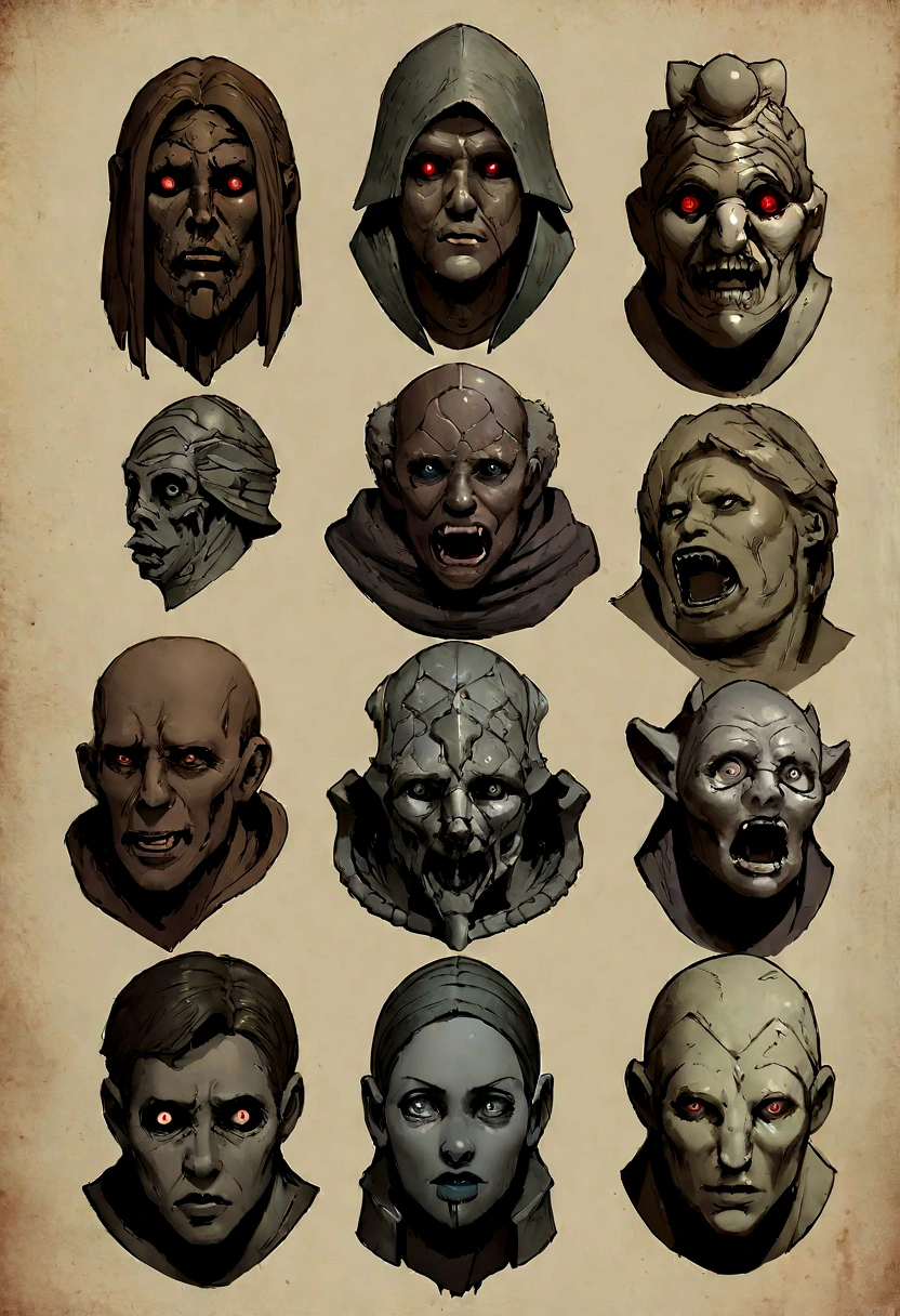 Draw a stone statue of armor with a strong, bloody face and bloody head,  Science fiction horror art, sci-fi horror artwork, inspired by Aleksi Briclot, Fangs of the slaughter, horror fantasy art, Alexis Bricklot（Alexis Bricklot）, horror concept art, veneno, Fantasy and horror art, Detailed illustration of 4K horror, Armor stone statue, full-body portraits，dark fantasy horror art