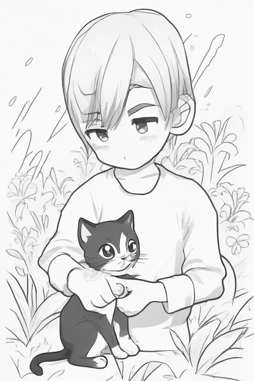 flash playing with a kitten drawing