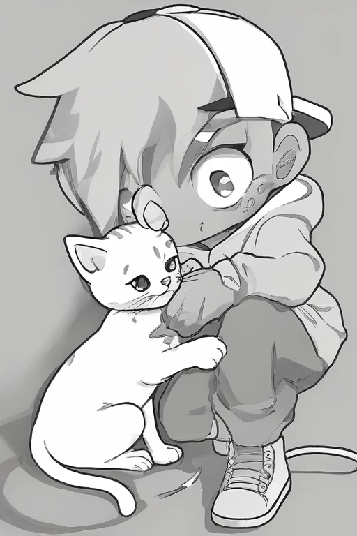 flash playing with a kitten drawing