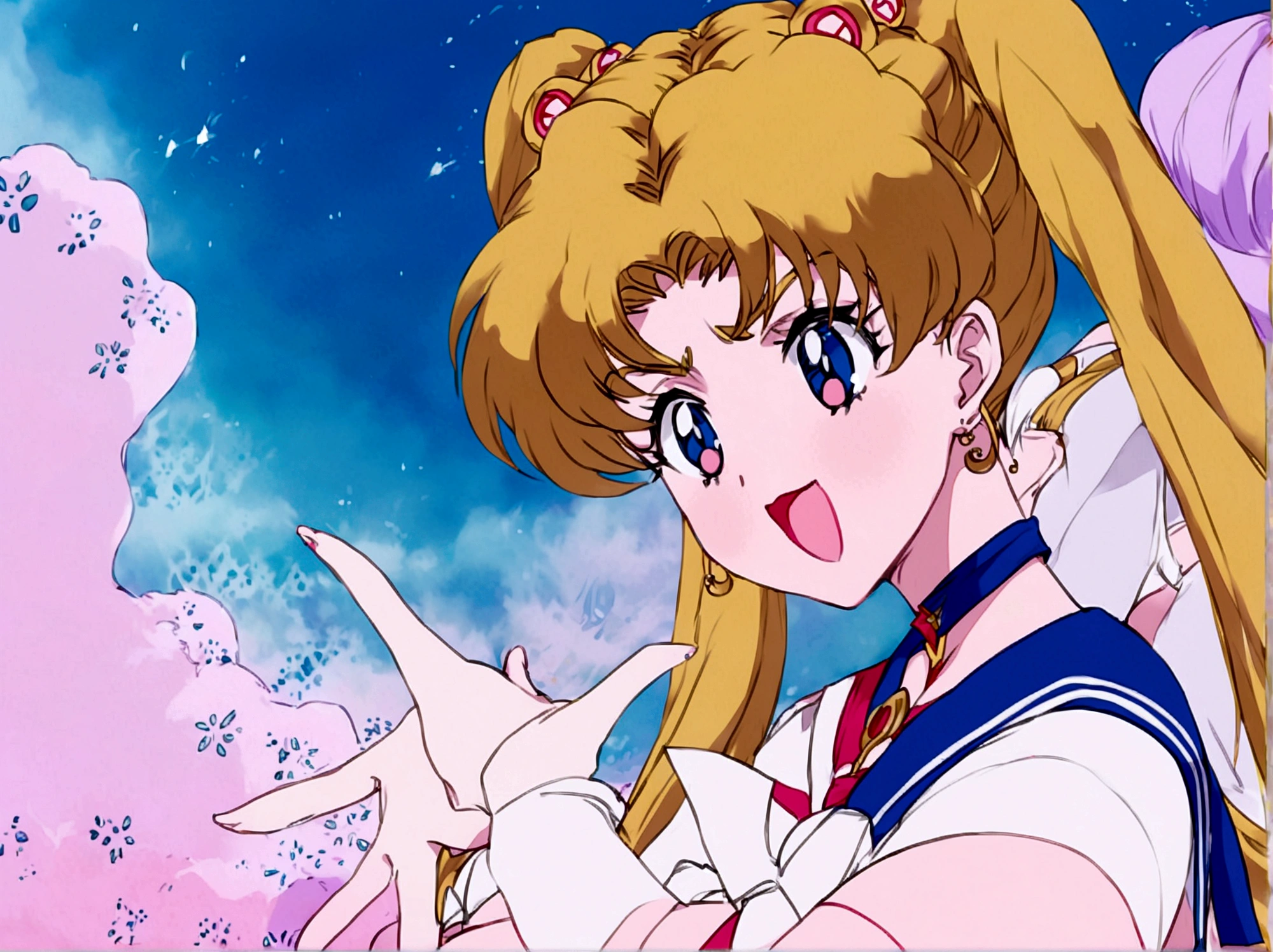 Base salior moon, olhos sailor moon, rosto sailor moon, black female, brown skin tone, brown dark eyes, wavy hair, big hair, loose hair, black tee, choker, bangss