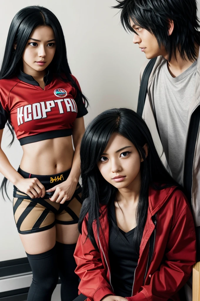Bakugou Katsuki,my hero academia, Katsuki with a girl with long black hair