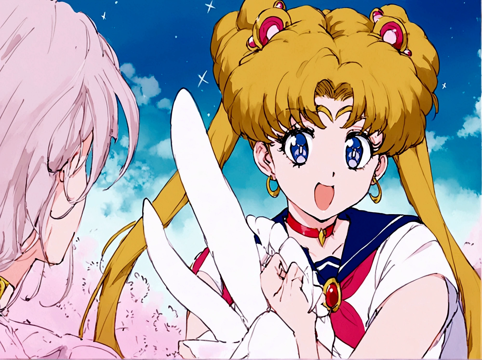Base salior moon, olhos sailor moon, rosto sailor moon, black female, brown skin tone, brown dark eyes, wavy hair, big hair, loose hair, black tee, choker, bangss