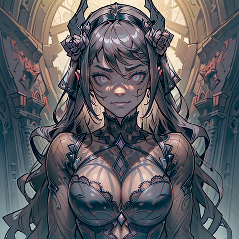 [detailed illustrations, Art, based on an extremely perfect anatomy, very detailed and detailed drawings, slow and gentle lines, realistic texture],((Colored wavy basic lines)),(Working with outstanding craftsmanship),(ruins background),MACHINALISA HENTAI ANIME Beauty (high (high)) 16 years, smooth straight hair. (long transparent hair) automatic,Black Dress Black Rose ((Lace Pattern) (Thorn)) (Alien Armor Chain (Transparent Material)) (Cybernetic Gothic ta (Titanium Alloy)),(((fashion not bondage:0.4)))),((Fine and beautiful skin expression (transparency))),((Clear Gaze)),((perfect eye detail (Beautifully drawn pupils in detail))),(( long and beautiful eyelashes: 0.4)),(beautiful perfect face (Realistic facial details: 0.5)),(Subtle hair details)),((perfect finger detail)),((Perfectly proportioned proportions: 1.2))),(The design is made at a high level,((Advanced structural understanding of materials)),Perfect color combination),((Decoration)) ((Dense details) ),((detail, a high resolution)),[(Precision detail),((Multilayer texture)),high quality,a high resolution],((Accurately simulate the interaction of light and material., understanding of air flow, Mechanically correct representation))),(((Visual art with a sense of storytelling)). hyperstylized horror-fantasy, hyper sexual, pornographic imagry, depravity, explicitly grotesque, visceral, unsettling, brutal concept, sadistic Grins, bloodying, metaphysical, Jarring expressions.hauntingly morbid.