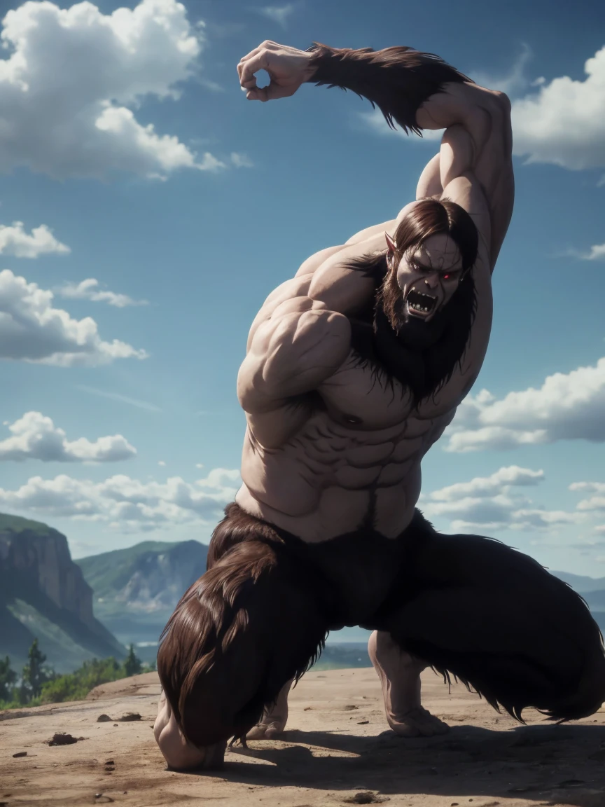 IncrsWryyyyy, wryyyyyyyyyyyyyyyyyy, (Bended knees:0.95), lean back, hatred, yelling, BREAK,  beast titan