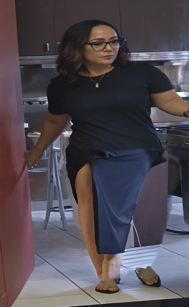 naked legs, she's wearing white panties