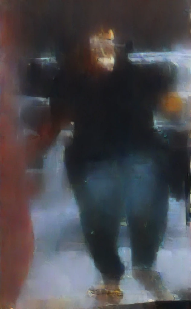 woman in black shirt and jeans standing in kitchen with a dog, middle shot waist up, uhd candid photo of dirty, distant full body shot, black extremely tight jeans, zoomed out full body, standing in a restaurant, wearing jeans, close up to a skinny, low quality video, ( ( ( wearing jeans ) ) ), full body profile camera shot