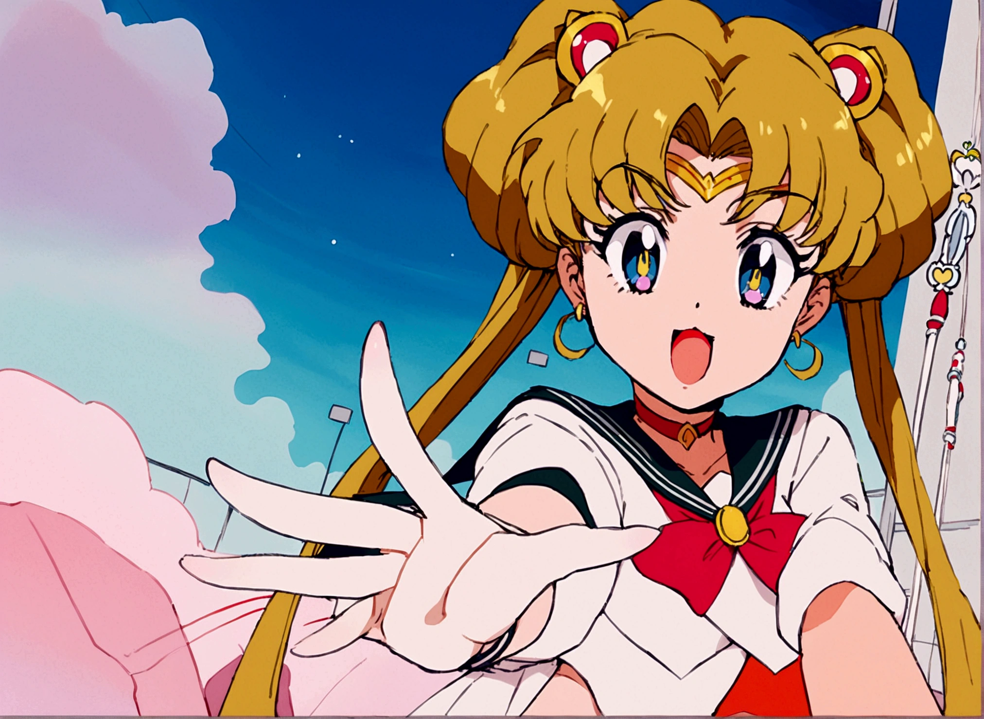 Base salior moon, olhos sailor moon, rosto sailor moon, black female, brown skin tone, brown dark eyes, wavy hair, big hair, loose hair, black tee, choker, bangss