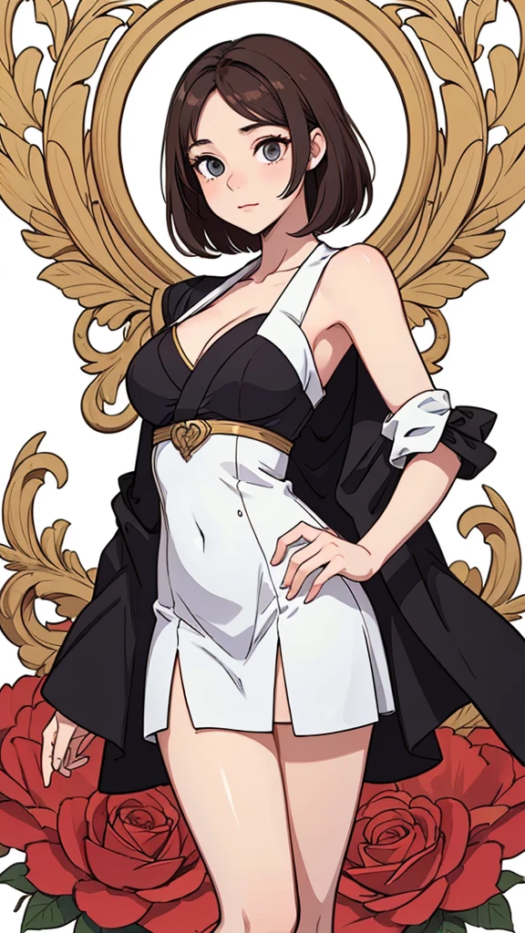 (((masterpiece, best quality, ultra highres, 1 girl, solo, no background))), super detailed skin and face and eyes and finger, beautiful japanese woman, small breasts:1.5, skinny, light brown hair, white background, very short hair, (an illustration of girl), Knee shot, Generate with illustrations, Various expressions, Various poses, Various Costumes, Please draw the entire character within the frame, ensuring that the head, arms, and legs are not cut off. The background should be simple, with the character positioned centrally,