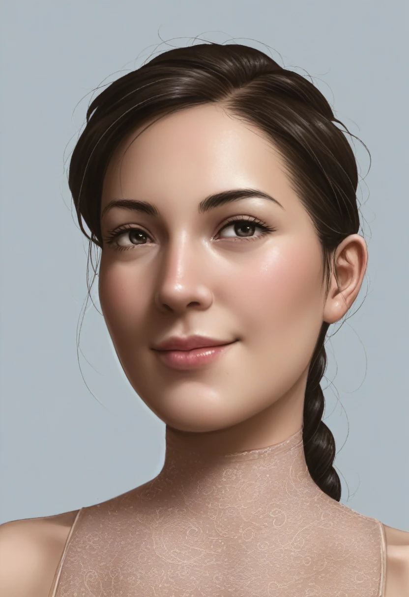 raw photo, realistic, best quality, source_anime, rating_general, detailed, detailed style,
the eerily beautiful face of a princess. her face radiates power and concern, but in the edges of her mouth the faint shadow of a cruel and cold smile plays a sinister melody. Her strong nose parts her clear and expressive eyes which seem like bottomless azure lakes but hold a cold glint. Her regal hairstyle frames this masterwork of nature, the embodiment of the will to power.