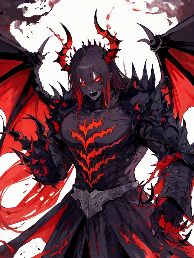 “Create a terrifying depiction of a demon king similar to the image provided. The demon king should have a menacing, realistic appearance with multiple dragon heads, dark and fiery colors, sharp claws, and an aura of fear surrounding it. The background should be a dark, foreboding environment, with shadows and flames enhancing the terrifying atmosphere.”