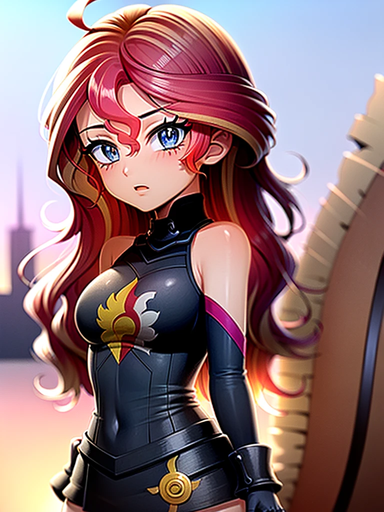 gran calidad ++ Extremely detailed high resolusionolution, very aesthetic, ojos expresivos, (((Cara perfecta))), (((face symmetrical))), ((good anatomy)), (((manos perfectas))), (((8k))), UHD, Fondo de pantalla HD, (((alta calidra detallada, (((((1girl)))))), solamente, Obra maestra, La mejor calidad, high resolusion, Altamente detallado, (illustration), hermosos ojos detallados, (((combatant))), (((my little pony))), (((((igirl))))), ((((full bodyy)))), ((((upper body)))), (((((mlpshimmer))))), ((multicolored hair))), ((((((Pink hair)))))), Sunset shimmer, Sunset shimmer de My Little Poni, Sunset en forma de milf, Cabello largo y ondulado, (((Long hair))), (((ahoge))), (((braid))), (((hair ribbon))), (((elbow gloves))), (((gloves))), (((black gloves))), (((black leotard))), (((leotard)), (((navel))), (((navel cutout))), (((eyes visible through hair))), (((Dedos detallados))), Dedos precisos, Manos no antinaturales, strange eye, (((CITY BY NIGHT))), (((round shield))), (((defending a city,))), (((shield front))), (((brandishing a shield))), (((shield in his right hand))), (((lord_camelot_\(fate\))),