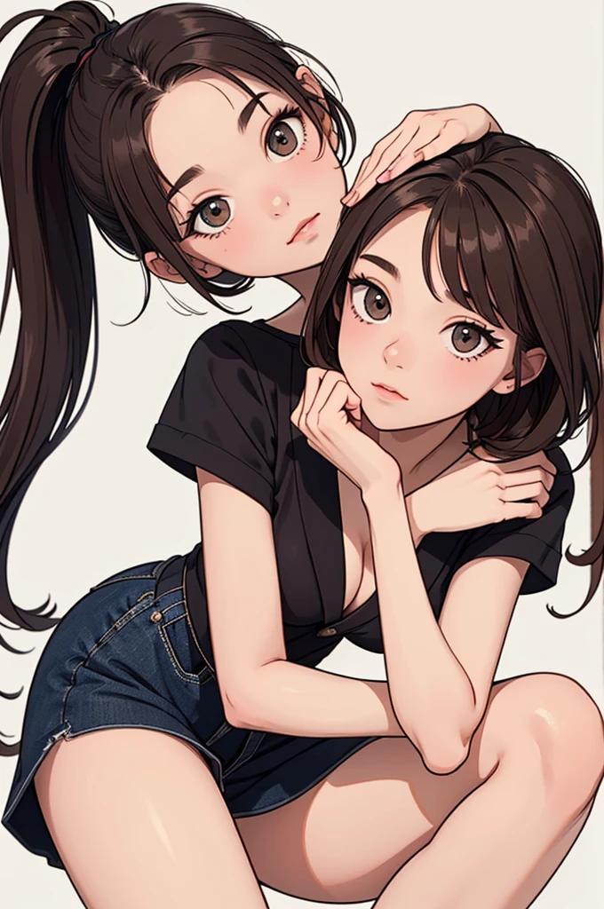 (((masterpiece, best quality, ultra highres, 1 girl, solo, no background))), super detailed skin and face and eyes and finger, beautiful japanese woman, small breasts:1.5, skinny, light brown hair, white background, very short hair, (an illustration of girl), Knee shot, Generate with illustrations, Various expressions, Various poses, Various Costumes, Please draw the entire character within the frame, ensuring that the head, arms, and legs are not cut off. The background should be simple, with the character positioned centrally,