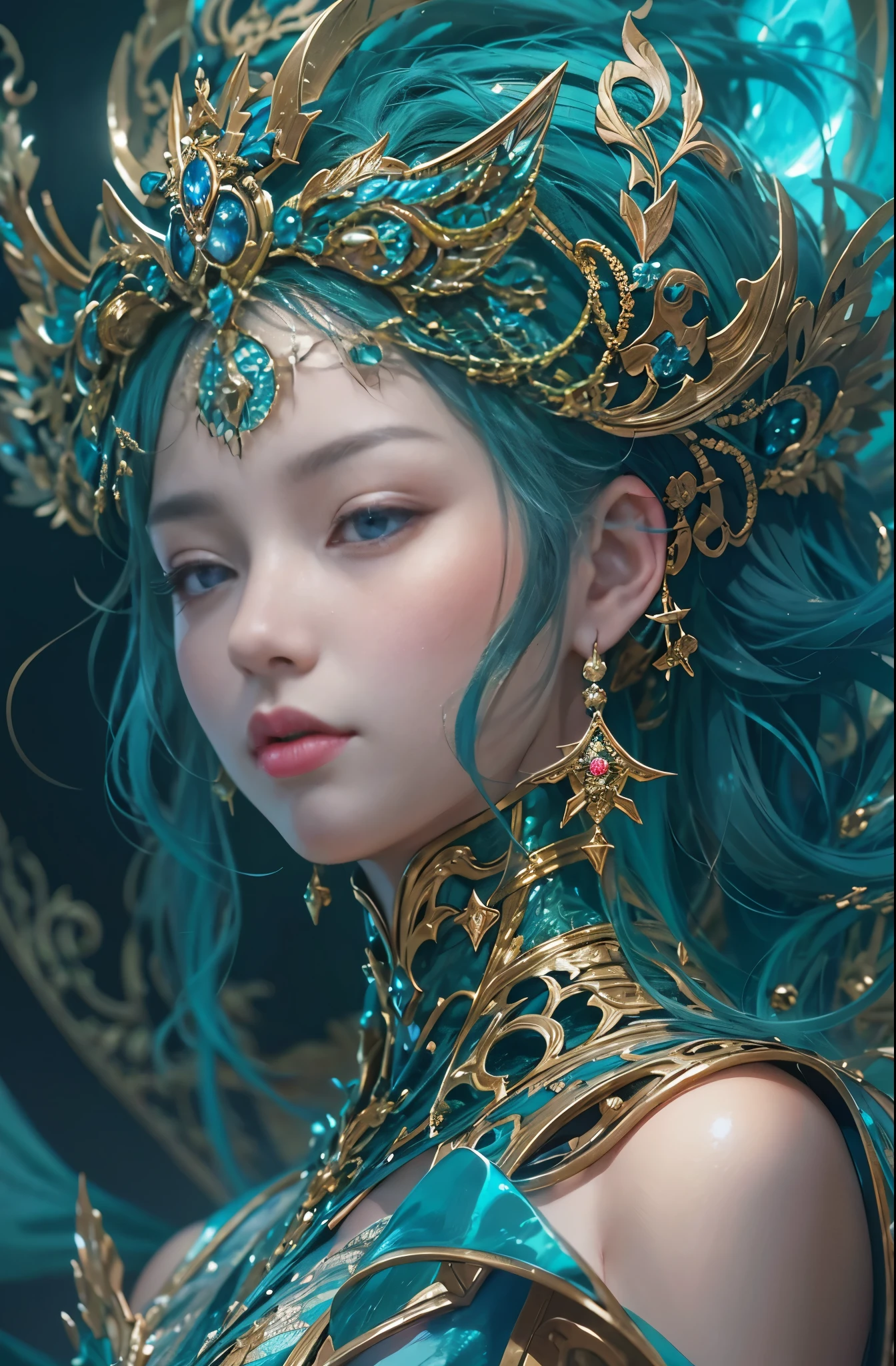 Complex and gorgeous anime CGI style, Highly detailed fantasy characters, Highly detailed digital art in 4K, Karol Bak Oud, 宇宙のサイボーグgoddess, Beautiful digital art, 2. 5D CGI Anime Fantasy Artwork, goddess. Extremely high detail, Cyborg Queen'Portraiture, 非常に詳細なgoddessショット, Half Body Machine, inorganic, Next-generation high-performance cyborgs, goddess of Machines, The ultimate artificial lifeform, The perfect cyborg, The ultimate replicant, A masterpiece created by ultra-high performance AI, The ultimate final weapon, Highest quality, The perfect angle, Perfect composition, Sharp contours, Best Shot, Perfect shape, Perfect model style, Very beautiful and detailed, Beautiful and delicate blue eyes, Lostrun 8k, Lost Strand Style, Lost Strand Style, rossdraws Global Illumination, By Ignatius Zuloaga, Beeple and James Jean, Inspired by Ross Tran, ,Cyberpunk art style, Cyberpunk horror style, wonderfulデジタルイラスト, Cyberbank Style, Inspired by Chen Yifei, Works that influenced Francesco Hayes, Inspired by Hendrik Terbruggen, Jean=Works that influenced Auguste Dominique Ingres, Inspired by Liu Jun, Jean=Works that influenced Auguste Dominique Ingres, Highest quality, The perfect angle, Perfect composition, Best Shot, Official Art, Cinematic Light, Figurative art, Beautiful and expressive paintings, Beautiful artwork illustration, wonderful, Cool Beauty, clear, Mysterious, Highest quality, Official Art, Perfect composition,The perfect angle, Best Shot, Female Solo, Sharp contours, pretty much beautiful face, Five fingered hand, Close-up