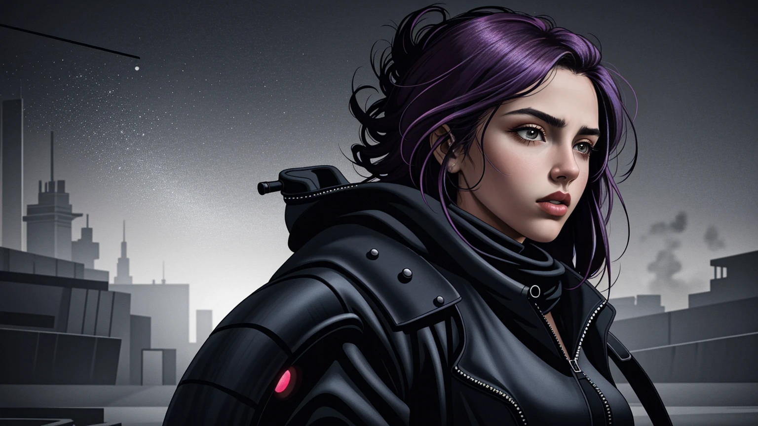 portrait 1 young woman ,science fiction, complex background punk, mad max , futuristic, post-apocalyptic, dark, dim light, ((masterpiece, best quality, )),